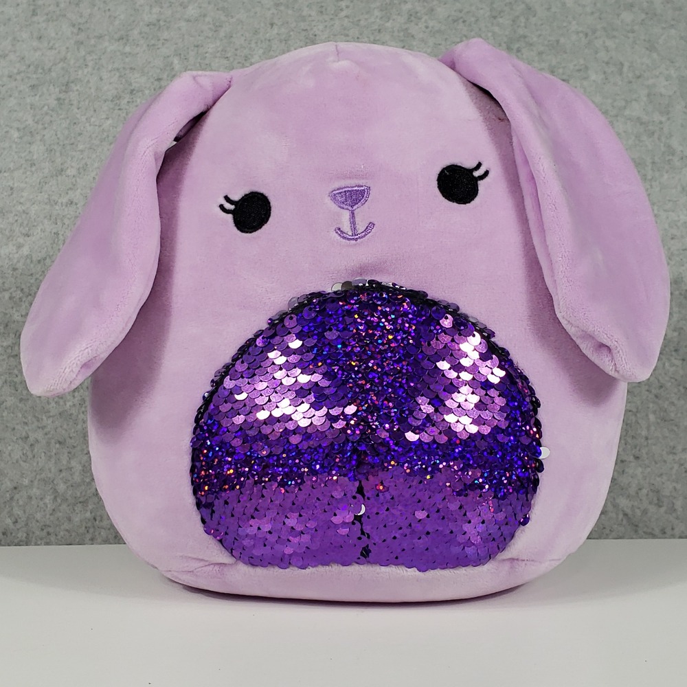 Squishmallows Bunny Plush 8 Inch Purple Sequin Belly Easter Rabbit Q042 Lavender